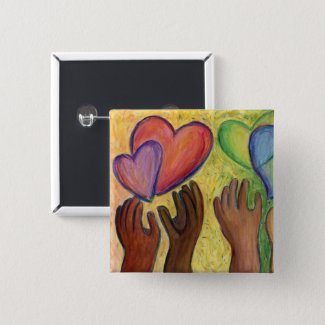 Hearts & Hands Diversity Love Lapel Pin or Buttons