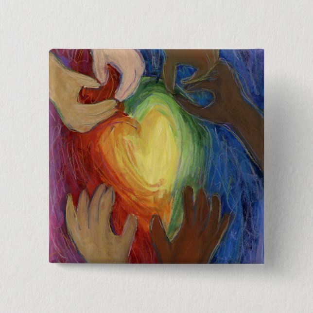 Hearts & Hands Diversity Love Lapel Pin or Buttons (Front)