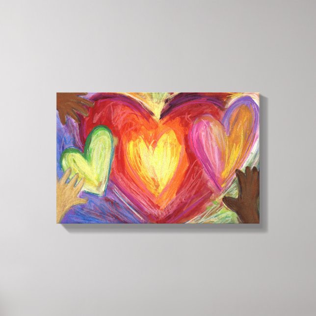 Hearts & Hands Diversity Painting Canvas Art Print (Front)