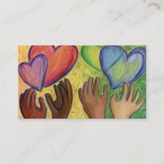Hearts & Hands Love Diversity Art Business Card
