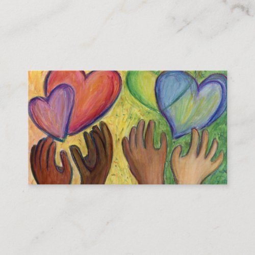 Hearts  Hands Love Diversity Art Business Card