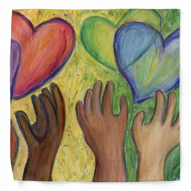 Hearts & Hands Love Diversity Art Custom Bandanas (Front)
