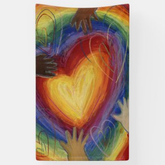 Hearts & Hands Love Diversity Art Custom Banner
