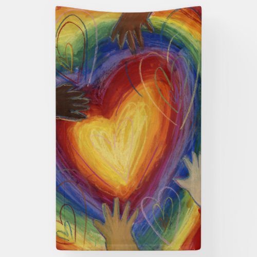 Hearts  Hands Love Diversity Art Custom Banner