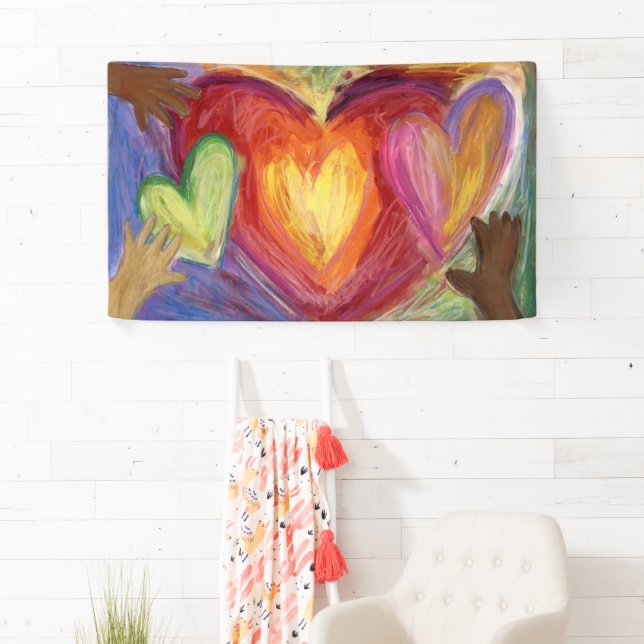 Hearts & Hands Love Diversity Art Custom Banner (Insitu)