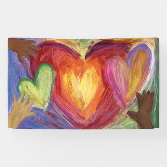 Hearts & Hands Love Diversity Art Custom Banner (Horizontal)