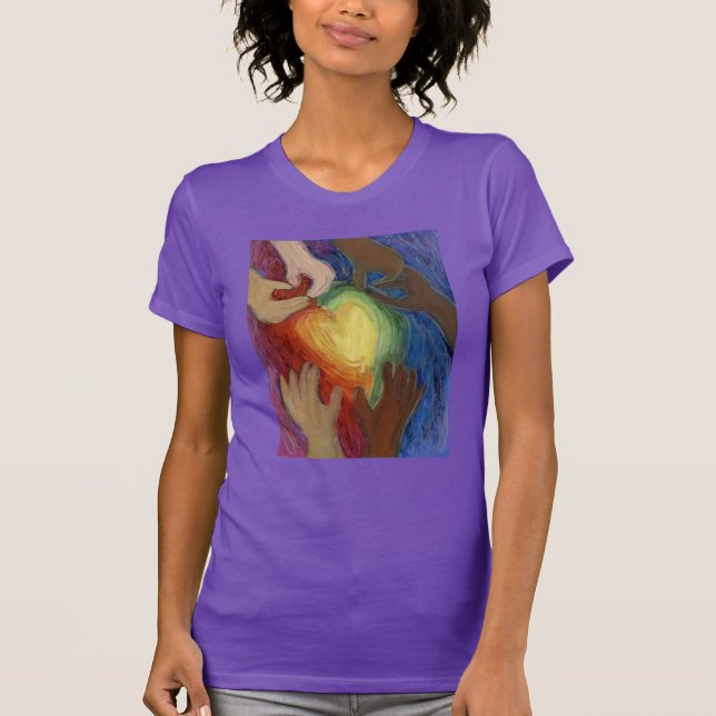 Hearts & Hands Love Diversity Art Custom T-Shirt (Front)