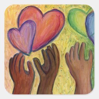 Hearts & Hands Love Diversity Art Decal Sticker