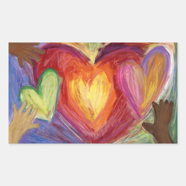 Hearts & Hands Love Diversity Art Decal Stickers (Front)
