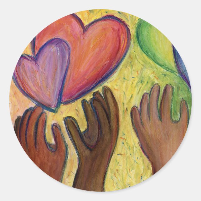 Hearts & Hands Love Diversity Art Decal Stickers (Front)