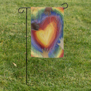 Hearts & Hands Love Diversity Art Garden Flag