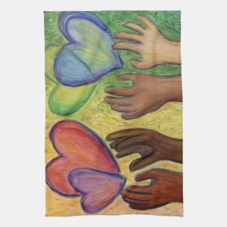 Hearts & Hands Love Diversity Art Kitchen Towel