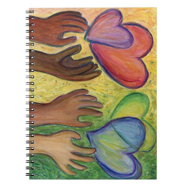 Hearts & Hands Love Diversity Art Notebook Journal (Front)