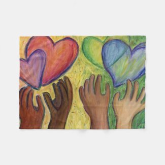 Hearts & Hands Love Diversity Art Soft Blanket