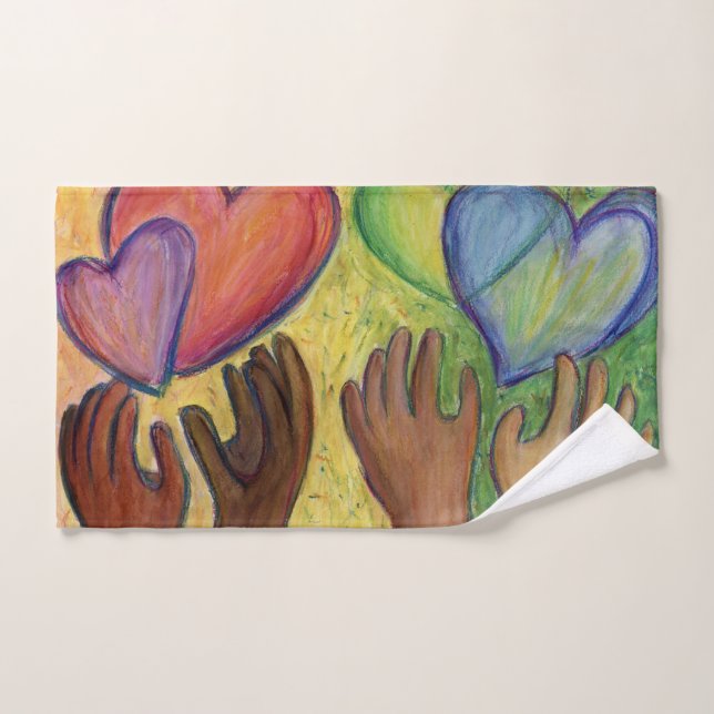 Hearts & Hands Love Diversity Art Towel (Hand Towel)