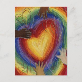 Hearts & Hands Love Diversity Custom Art Postcards