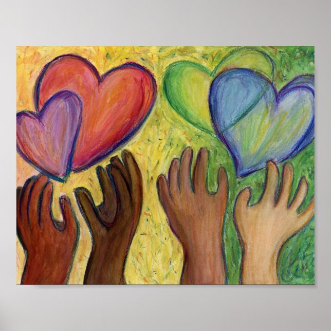 Hearts & Hands Love Painting Art Poster Prints (Front)