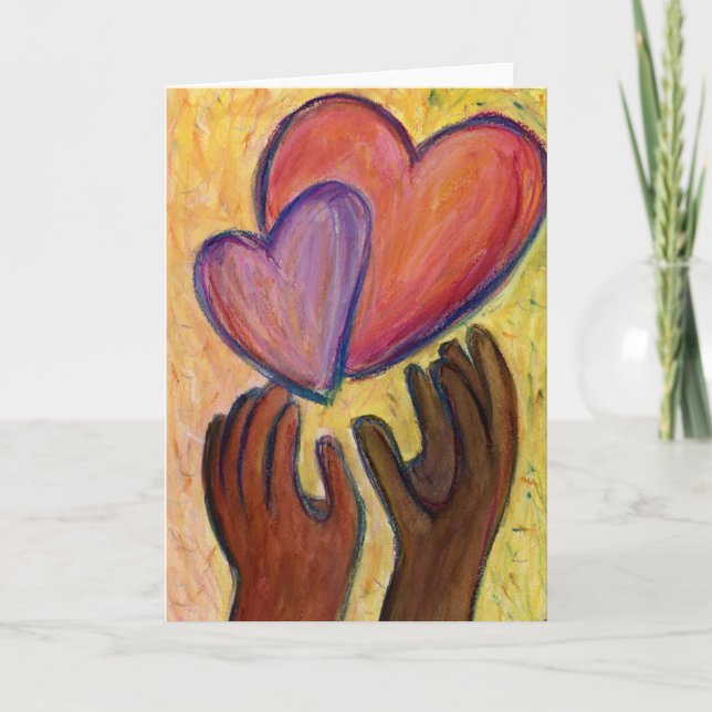 Hearts & Hands Love Painting Custom Greeting Card (Front)