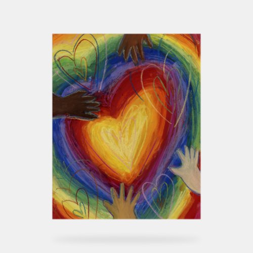 Hearts & Hands Love Painting DEI Art Print Sign