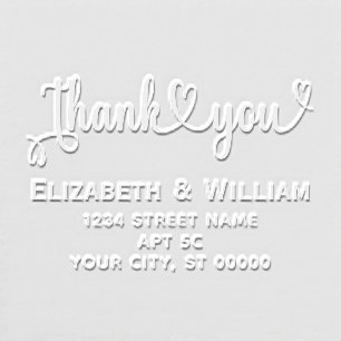 Hearts Handwriting Typography Thank You #1 Address Embosser