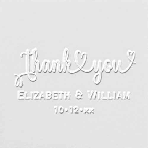 Hearts Handwriting Wedding Typography Thank You 1 Embosser