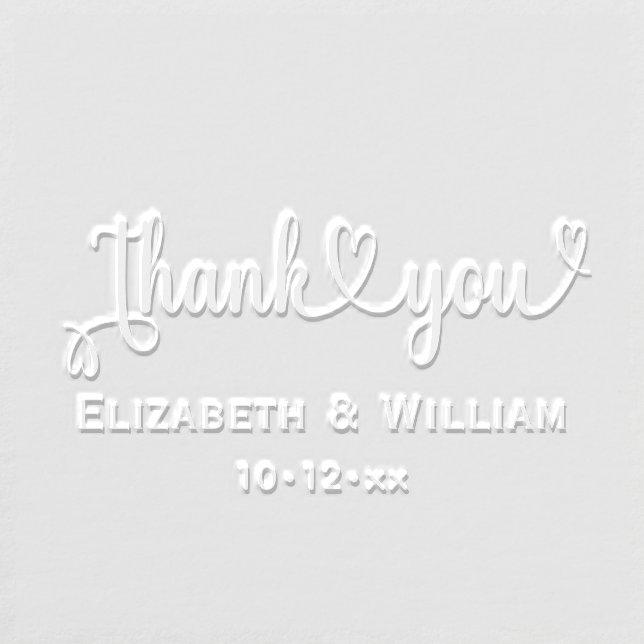 Hearts Handwriting Wedding Typography Thank You #1 Embosser (Design)