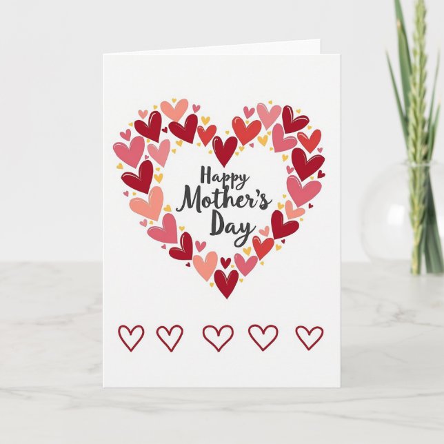 Hearts Happy Mothers Day Card (Front)