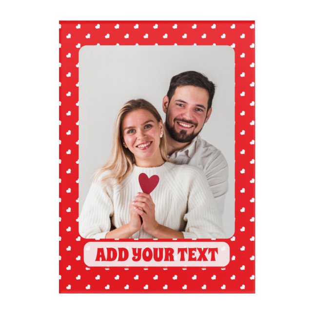 Hearts Happy Valentine’s Day Modern Love Pattern Acrylic Print (Front)