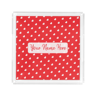 Hearts Happy Valentine’s Day Modern Love Pattern Acrylic Tray