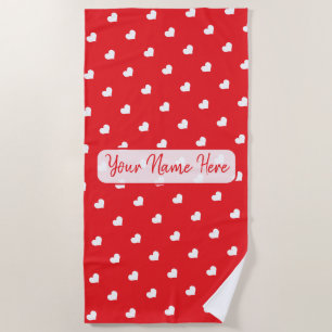 Hearts Happy Valentine’s Day Modern Love Pattern Beach Towel