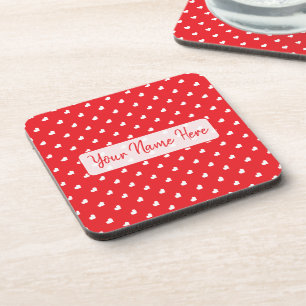 Hearts Happy Valentine’s Day Modern Love Pattern Beverage Coaster