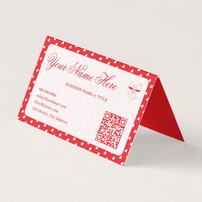 Hearts Happy Valentine’s Day Modern Love Pattern Business Card (Front)