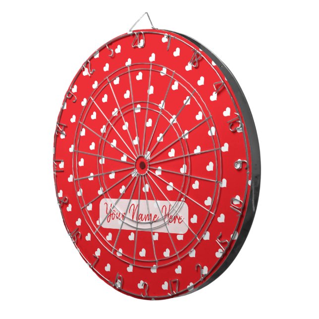Hearts Happy Valentine’s Day Modern Love Pattern Dart Board (Front Right)