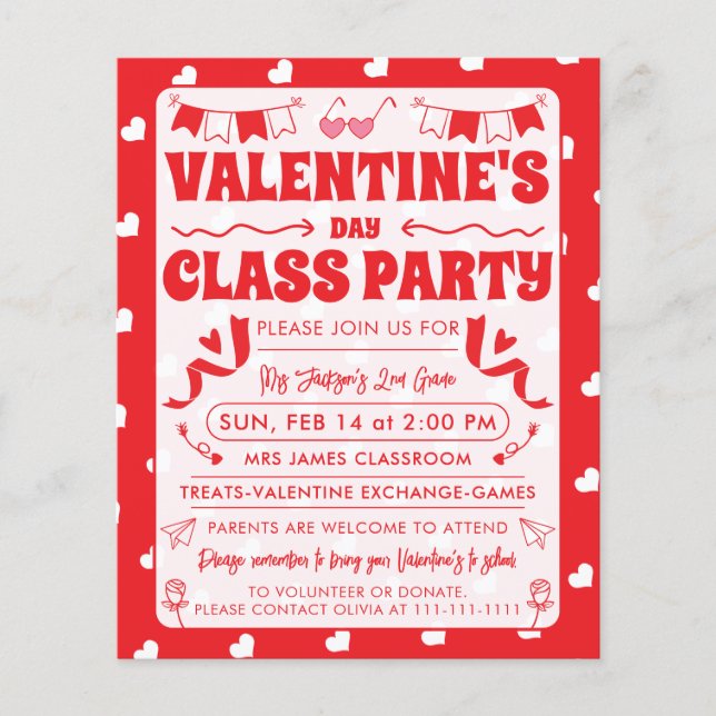 Hearts Happy Valentine’s Day Modern Love Pattern Flyer (Front)