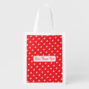 Hearts Happy Valentine’s Day Modern Love Pattern Grocery Bag