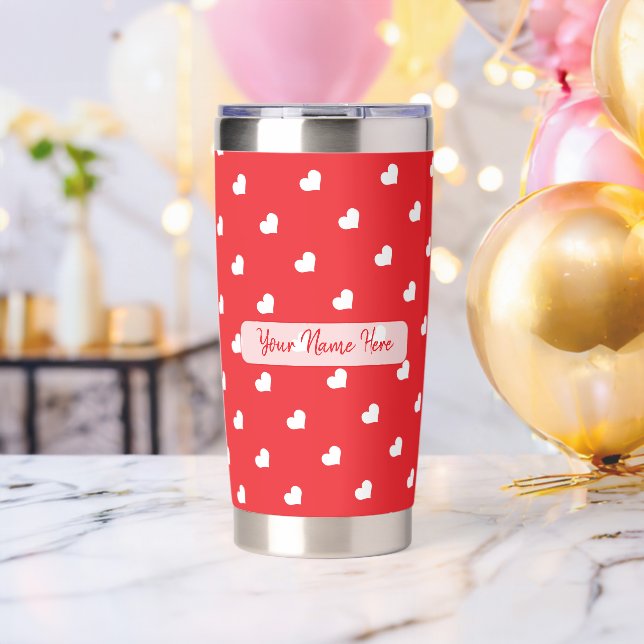 Hearts Happy Valentine’s Day Modern Love Pattern Insulated Tumbler (Bachelor Party (Rotated))