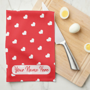 Hearts Happy Valentine’s Day Modern Love Pattern Kitchen Towel