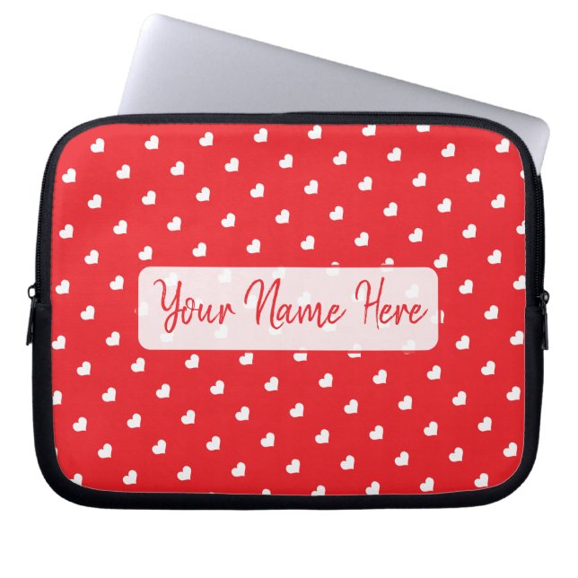 Hearts Happy Valentine’s Day Modern Love Pattern Laptop Sleeve (Front)