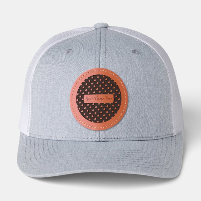 Hearts Happy Valentine’s Day Modern Love Pattern Leather Patch Hat (Front)