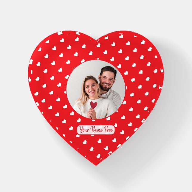 Hearts Happy Valentine’s Day Modern Love Pattern Paperweight (Front)