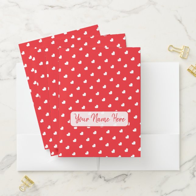 Hearts Happy Valentine’s Day Modern Love Pattern Pocket Folder (In Situ)