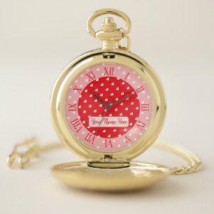 Hearts Happy Valentine’s Day Modern Love Pattern Pocket Watch