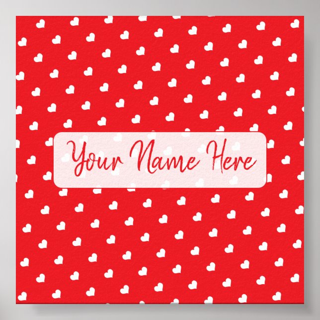 Hearts Happy Valentine’s Day Modern Love Pattern Poster (Front)