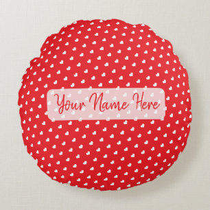 Hearts Happy Valentine’s Day Modern Love Pattern Round Pillow