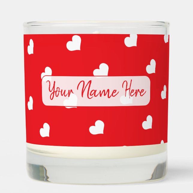 Hearts Happy Valentine’s Day Modern Love Pattern Scented Candle (Front)