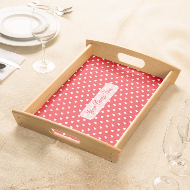 Hearts Happy Valentine’s Day Modern Love Pattern Serving Tray (Front)