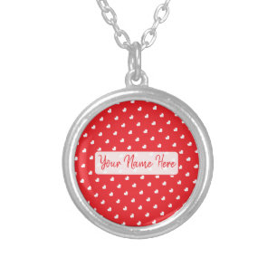Hearts Happy Valentine’s Day Modern Love Pattern Silver Plated Necklace