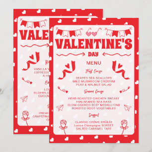 Hearts Happy Valentine's Day Modern Love Pattern Menu