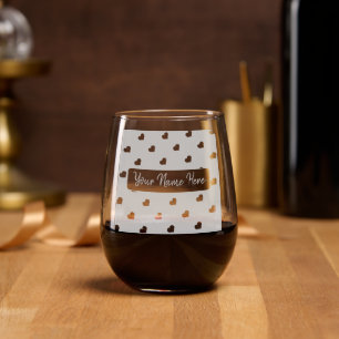 Hearts Happy Valentine's Day Modern Love Pattern Stemless Wine Glass