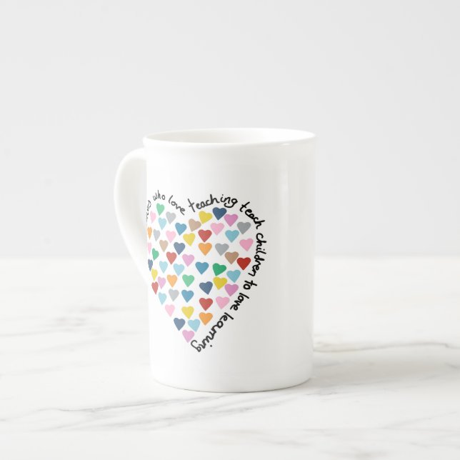 Hearts Heart Teachers Bone China Mug (Front Left)